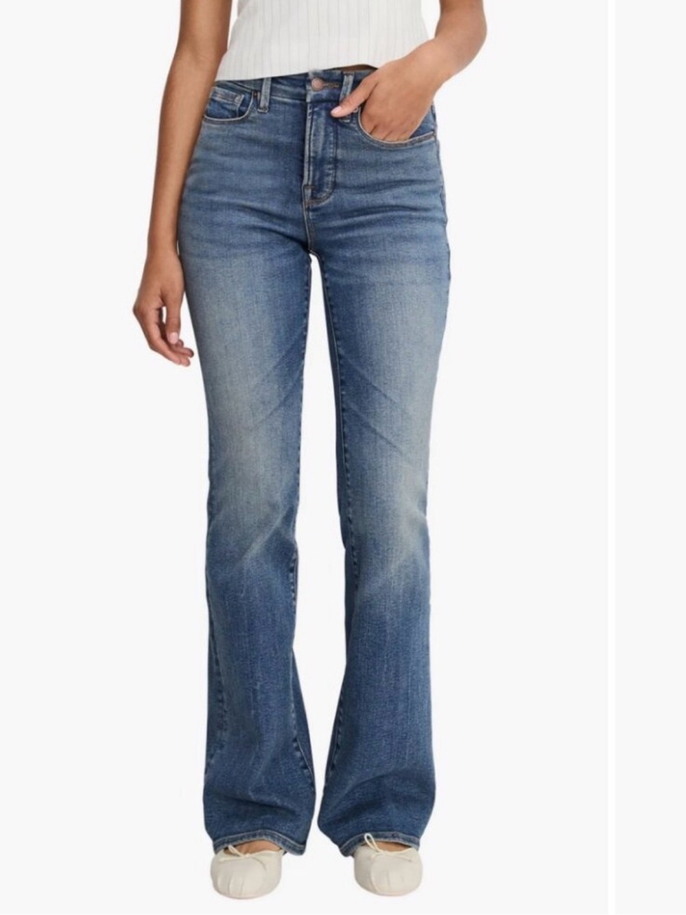 Good American Mid Blue Bootcut Jeans